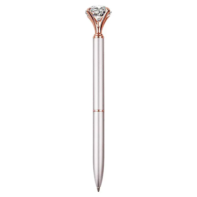 قلم حبر جاف مخصص بالشعار من YS71 مزين بالمجوهرات وذو إضاءة LED ملونة، قلم حبر جاف ماسي كبير يقدم كهدية