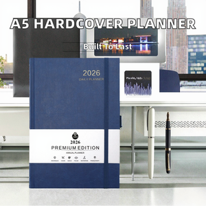 Agenda de Cuero A5 con Tapa Dura, Planificador de 365 Días, Semanal y Mensual 2026, Encuadernación Cosida, Diario, Papelería, Banda Elástica, Tapa Personalizable - Product Image 2