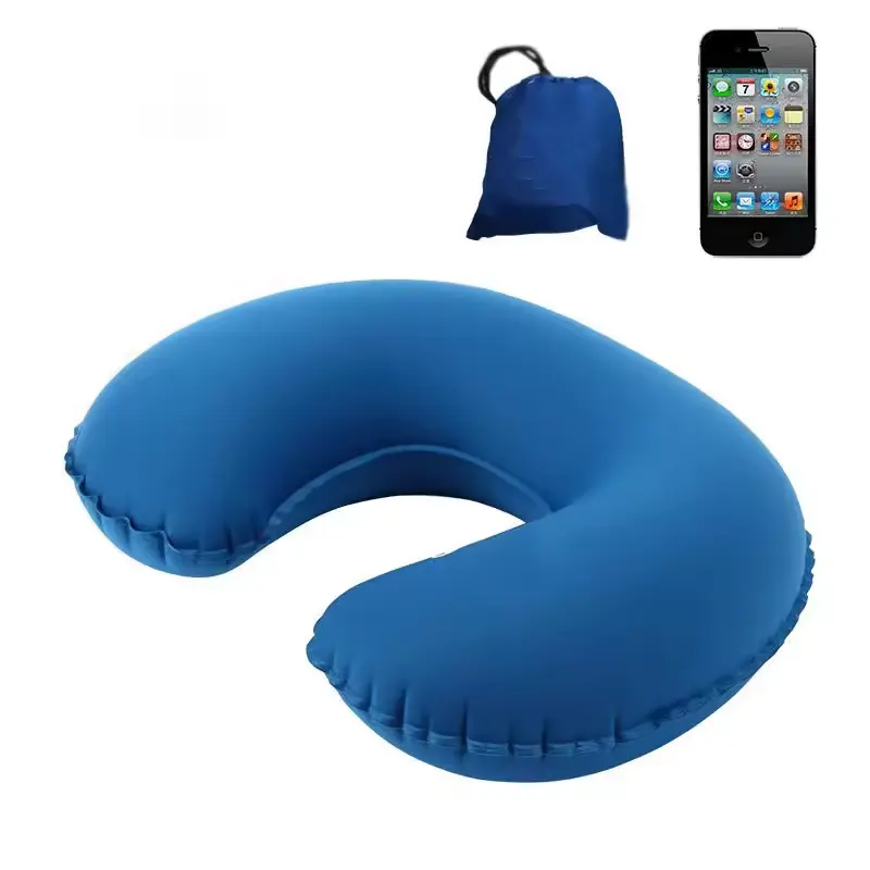 Facile à transporter oreiller de voyage gonflable en forme de U Portable bureau déjeuner voyage oreiller d'air pliable coussin de soutien du cou