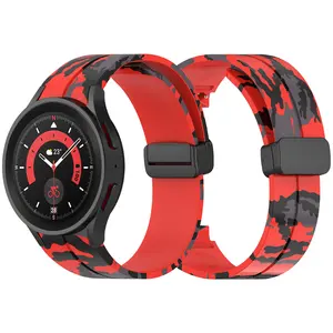 Cinturino in Silicone mimetico cinturino magnetico con fibbia a D sportivo cinturino da polso intelligente impermeabile per Samsung galaxy watch 5 pro 4 40/44/42/46/45mm