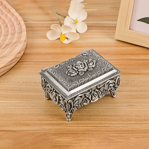 <b>Dropshipping</b> Shopify Nordic Vintage Metal Rose Jewelry Box Earring Necklace Ring Storage Display Organizer - Product Image 5