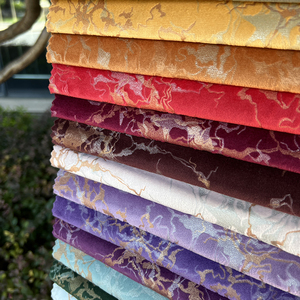 Vàng Lá In Bronzing Nhung Vải 100% Polyester Tricot Dệt Kim <span class=keywords><strong>Sofa</strong></span> Chất Liệu Cho Nhà Dệt May Đồng Bằng Phong Cách - Product Image 1