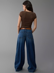 Jeans à poche sur le devant pour femmes, jambe large, ample, taille haute, <span class=keywords><strong>style</strong></span> boyfriend, jambe droite, denim extensible - Product Image 6