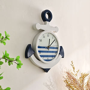 Reloj de Pared Rústico de Cuarzo para Decoración del Hogar, Diseño de Ancla Oceánica, Estilo Still Life, de Madera, con Agujas, Funciona con Batería, 30 mm - Product Image 4