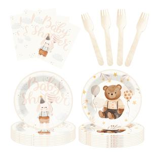 Decoraciones para Baby Shower de Oso Pardo DAMAI, Juego de Platos y Servilletas con Temática de Oso, Artículos para Fiestas de Cumpleaños de Bebé - Product Image 6