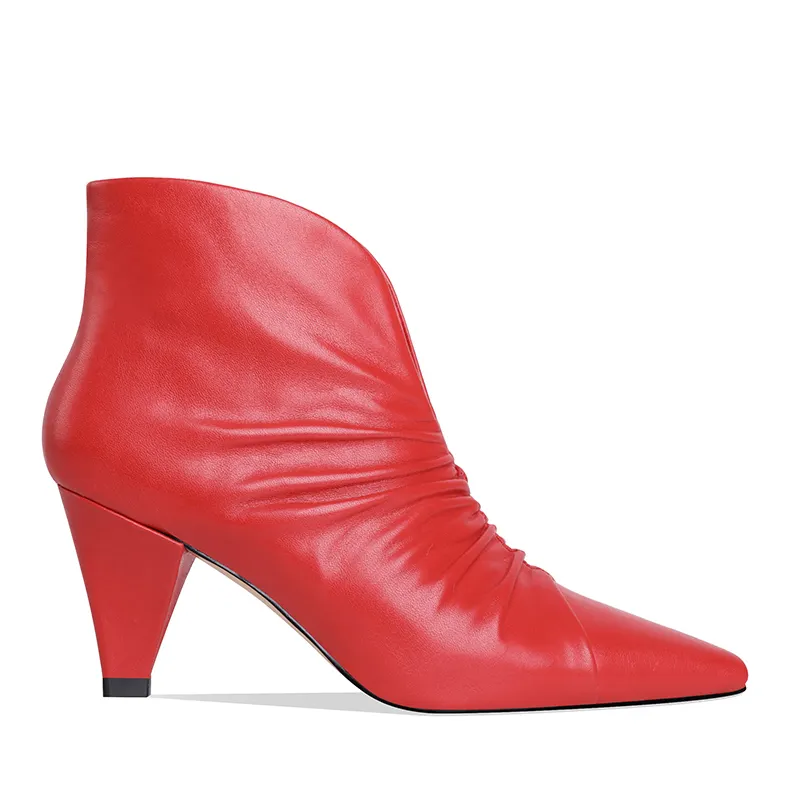 WETKISS Thời Trang Nhà Máy Tùy Chỉnh Cung Cấp Phụ Nữ Red V Hình Khởi Động của Phụ Nữ Giày Cao Gót Chân Hình Nón Boots Bò Da Khởi Động