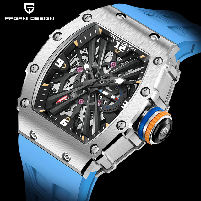 PAGANI Design Men's 42mm Skeleton Quartz Watch Japan VH65 Sapphire Glass Stainless Steel 50M Waterproof New Fashion Sport