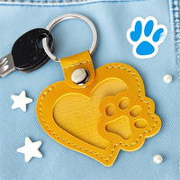 Gantungan Kunci Kulit Berbentuk Dog Tag dengan Liontin Berlian Imitasi, Aksesori Buatan Tangan, Liontin Geometris, Kantong Kunci Kontemporer