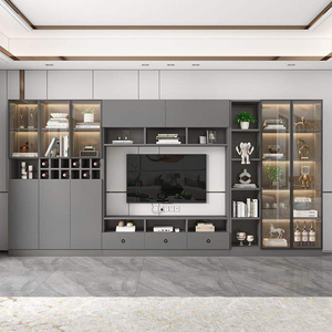 Mueble de TV moderno estilo granja Blanco/marrón/negro montado en la pared estante de TV de madera de gama alta para sala de estar muebles para el hogar - Product Image 6