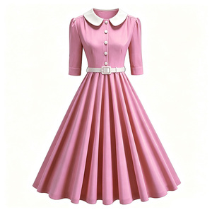 Vestido Retro Vintage Personalizado de los Años 50 con Cinturón, Estilo Audrey Hepburn - Product Image 4