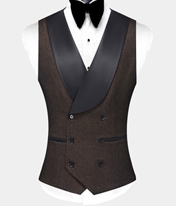 <span class=keywords><strong>Costume</strong></span> de bal sur mesure smoking classique de mariage pour hommes smoking 3 pièces <span class=keywords><strong>marron</strong></span> <span class=keywords><strong>foncé</strong></span> avec diamants pour hommes - Product Image 3