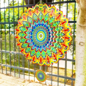 Molinetes de Viento Metálicos al por Mayor, Molinete de Viento Mandala Colgante de 12 Pulgadas para Decoración Navideña en Interiores y Exteriores - Product Image 5