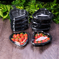 Wegwerp hartvormige transparante PET plastic fruit- en voedselverpakking met doorzichtig deksel, geschikt voor brood, sandwiches, salades, sushi, met aangepaste logo's