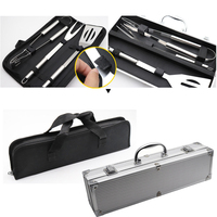 Ensemble de grill à barbecue en acier inoxydable, 3 pièces, pour l'extérieur, Clip de rôtissoire, sac Oxford, brosse, fourchette, rôtissoire, ensemble d'outils, n ° A3105