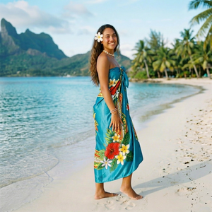 Paréo de plage léger en satin tissé premium à pois et imprimé floral, idéal pour garçons et filles, OEM ODM - Product Image 1