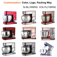 Mixer Makanan Elektrik Profesional Chef Master, Stainless Steel, 6 Kecepatan, Desain Tilt-Head, dengan Pengaduk Adonan, Mixer Stand Dapur untuk Toko Roti