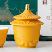 Ensemble de théières créatives de style chinois impérial avec logo personnalisé, esthétique de musée, boîte cadeau promotionnelle d'entreprise orange, papier de luxe haut de gamme