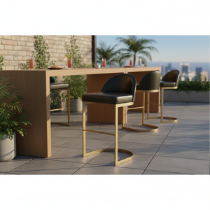 Modern Adjustable Metal Bar <b>Stool</b> with Premium Upholstered <b>Seat</b> Curved Backrest Design for Dining and Outdoor Bars - Product Image 3