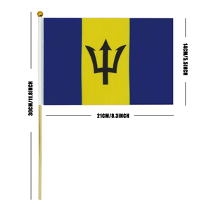 Impresión digital personalizada Barbados Country Stick Hand Held Flag para deportes - Product Image 2