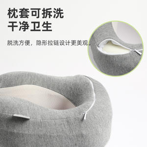 Almohada de Viaje Topentor en Forma de U, de Espuma Viscoelástica, Portátil, para Avión, Oficina, Siesta, Color Gris Sólido con Serigrafía - Product Image 4