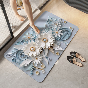 Alfombra Absorbente 3D para Baño, Alfombra de Entrada de Baño de Tierra de Diatomeas Suave, Alfombra Antideslizante de Secado Rápido para el Hogar - Product Image 1