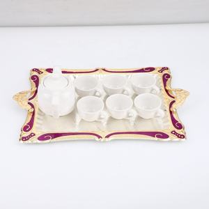 3 <b>PC</b> Greek Royal Serving Tea Tray <b>Set</b> Gold Handle - Product Image 6