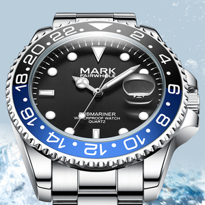 Montre Quartz Homme Mark Fairwhale De Luxe, Boîtier en Alliage, Bracelet en Acier Inoxydable, Qualité Supérieure, Bague Coke, Personnalisation Acceptée - Product Image 3