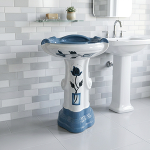 Lavabo rond en céramique Sterling Vitrosa avec piédestal complet, articles sanitaires commerciaux pour salle de bain - Product Image 1