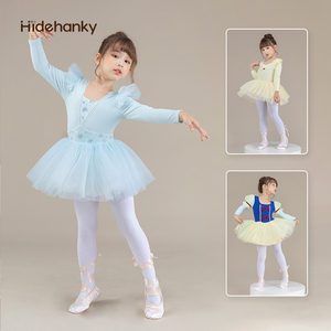 Robe de tutu de ballet pour filles Hidehanky Sweet Spring ODM, manches longues, volants, imprimé étoiles, robe de bal pour la pratique de la danse - Product Image 2