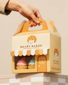 ถุงคัพเค้กทรงสี่เหลี่ยมแบบกันน้ำ ยี่ห้อ Beary Baked ผลิตจากวัสดุ PE ปรับแต่งได้ ทนความชื้น สำหรับใส่เครื่องสำอาง พิมพ์ออฟเซ็ต บรรจุภัณฑ์รีไซเคิลได้ - Product Image 2