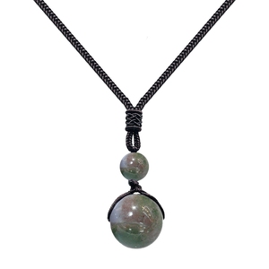 Indian Agate 14mm Ball Stainless Steel <b>Natural</b> Stone <b>Loose</b> <b>Crystal</b> Beads Minimalist Pendant - Product Image 1
