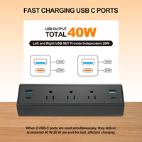Enchufe de Corriente USB C de Carga Rápida para Escritorio con Abrazadera, 40W, Montaje en Borde de Escritorio, 2 Puertos USB-C PD de 20W