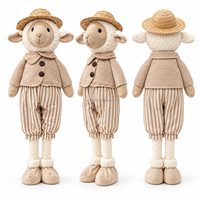 Figurines rustiques de couple de moutons en tissu polyester, technique de couture, pour décoration intérieure