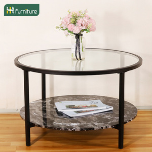 Mesa de centro con diseño de mármol de estilo europeo y americano, para sala de estar, de lujo ligero, mesa sencilla de alta gama. - Product Image 1