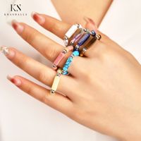 Neues Design Natur Edelstein Heilung Kristall ringe Elastischer Stapel ring Modeschmuck Geburtstags geschenke