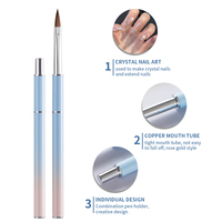 Pinceau à ongles GUYO en acrylique 100% Kolinsky de haute qualité, manche métallique dégradé bleu clair, pour salon de manucure, personnalisation du logo.