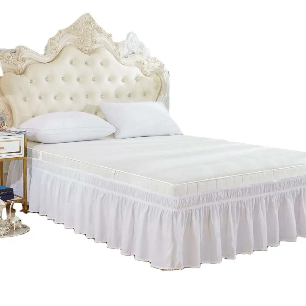 Supplier Ruffled Wrap Around Elastic Luxury Fitted Bed Cover Skirt Twin King Set Home 100% Polyester 1pc For Home Hotel
