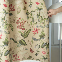 Tela de Cortina Estampada 100% Poliéster, Diseño Floral de Mariposas, Color Crema, Tela para Cortinas al por Mayor para Sala de Estar