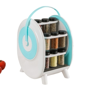 Organizador Rotativo Multifuncional para Temperos com Frascos de Vidro Plástico para Design de Cozinha e Acessórios de Armazenamento - Product Image 1