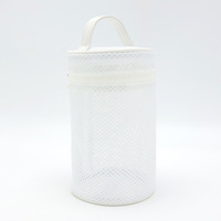 Sac de maquillage en TPU maillé transparent blanc avec poignée, vente en gros d'usine, pochette personnalisable avec logo, sac cosmétique de voyage portable pour femmes