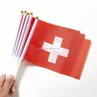 Lot de 50 petits drapeaux en polyester écologiques personnalisables à tenir à la main ou à suspendre, durables, pour fêtes à thème, clubs sportifs