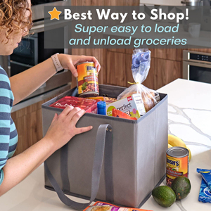 Reusable Grocery <b>Bags</b> 3-Pack <b>Foldable</b> Reusable Shopping Tote <b>Bags</b> Bulk with Reinforced Handles - Product Image 4