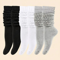 Chaussettes Hehe Printemps-Automne pour Filles, Style Collants Mi-Cuisses, Noir, Blanc, Gris, Couleur Unie, Tendance, Polyvalentes, Usage Quotidien, Exportation