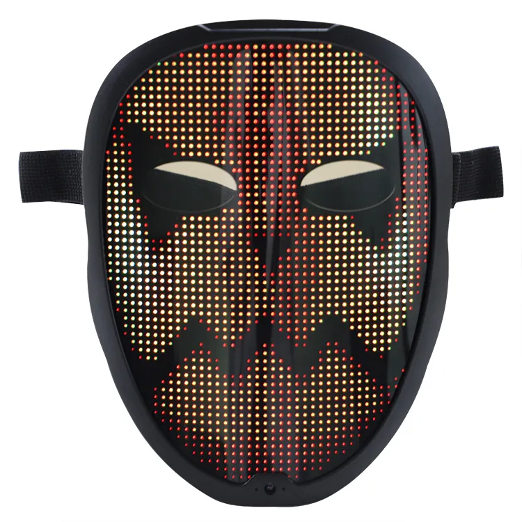 Halloween light up face party mask cosplay costume led message display changing face masks at stocks