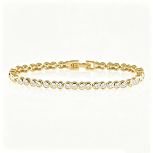Brass Gold Plated Round CZ Tennis <b>Bracelet</b> Women Dainty Bezel <b>Set</b> Cubic Zirconia Gold <b>Bracelet</b> Bulk - Product Image 1