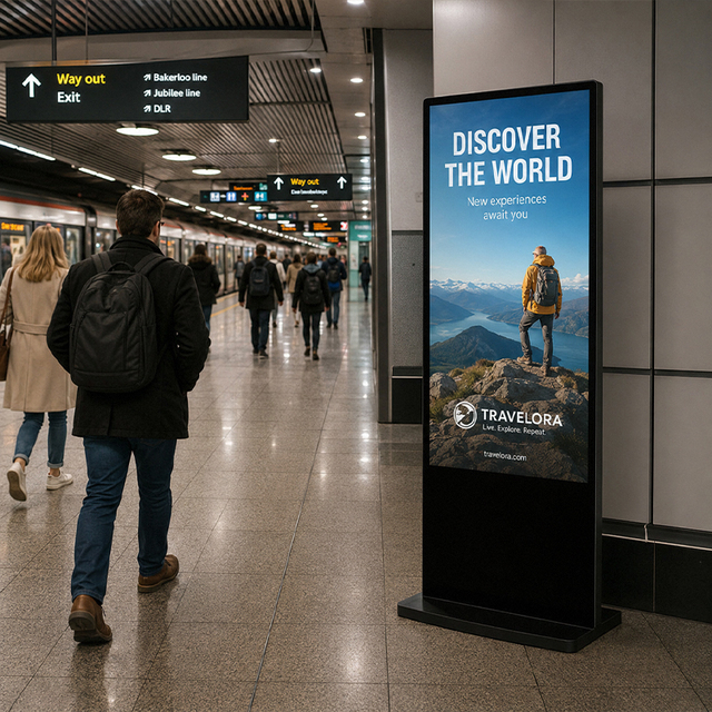 55 Inch 4K Subway Touch Screen Kiosk 10-Point Capacitive Interactive Map Directory LCD Signage Totem Board for Railway Station