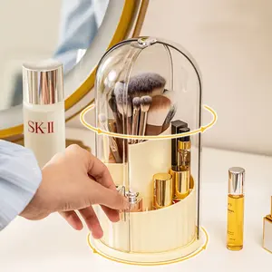 Organizzatore di pennelli per il trucco con coperchio rotante di 360 gradi per vetrina cosmetica porta pennelli per il trucco porta pennelli