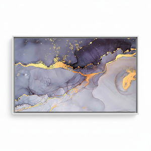 Elegant Purple and Gold Marble Canvas Art: Abstract Decor Print,WHITE <b>FRAMED</b> CANVAS - Product Image 2
