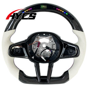 Volant en cuir blanc et fibre de carbone avec affichage LED personnalisé du régime moteur pour BMW <span class=keywords><strong>CS</strong></span> M2 <span class=keywords><strong>M3</strong></span> M4 M5 F10 F20 F30 <span class=keywords><strong>F80</strong></span> F90 G20 G30 G80 G82 - Product Image 1