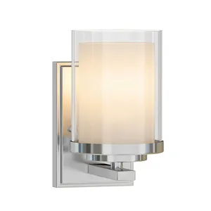 Đương Đại Tường Sconces Phòng Tắm Brushed Nickel Kính Kép Bóng Râm Vanity Ánh Sáng Đèn Treo Tường Cho Trong Nhà Khách Sạn